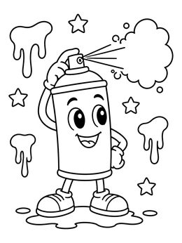Free printable Cute Cartoon Spray Paint Can coloring page