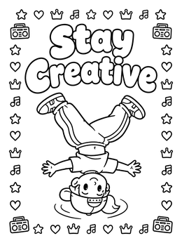 Free printable Breakdancer Girl Headspin Stay Creative coloring page