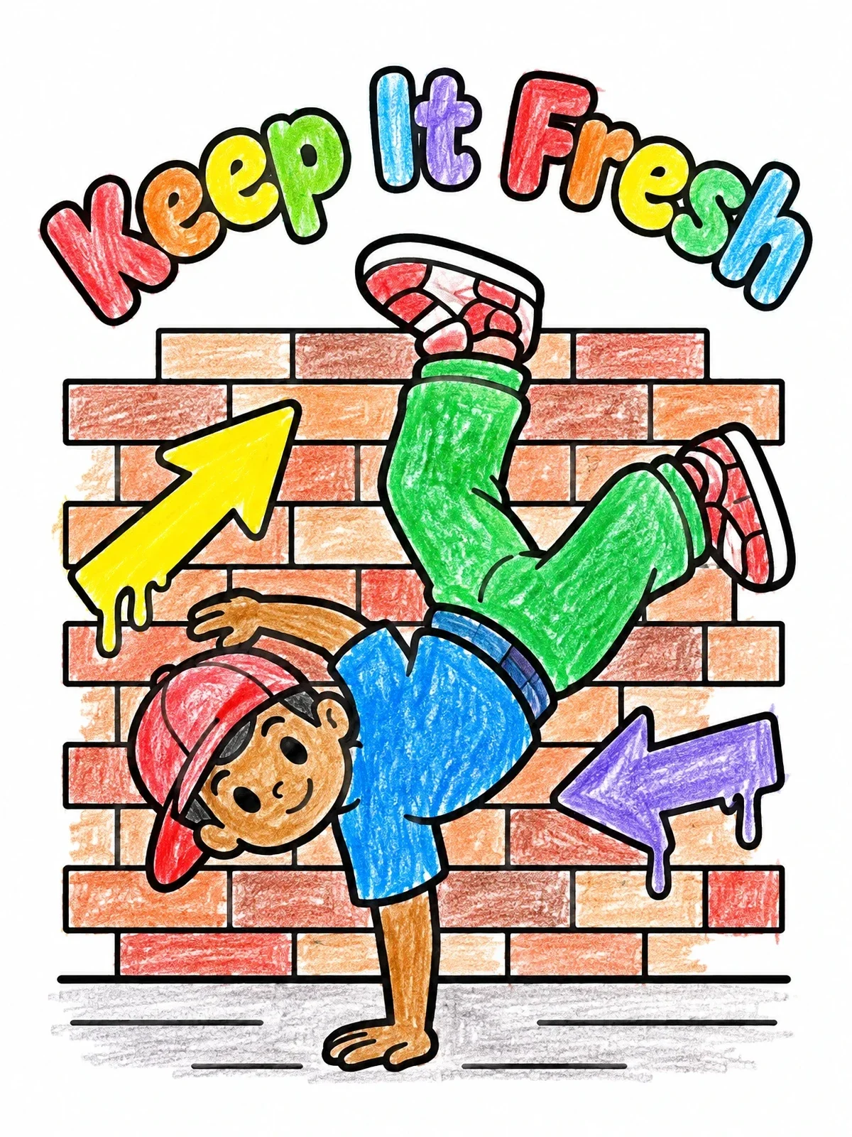 Colored example of the Breakdancer Doing A Handstand Freeze coloring page