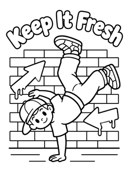 Free printable Breakdancer Doing A Handstand Freeze coloring page