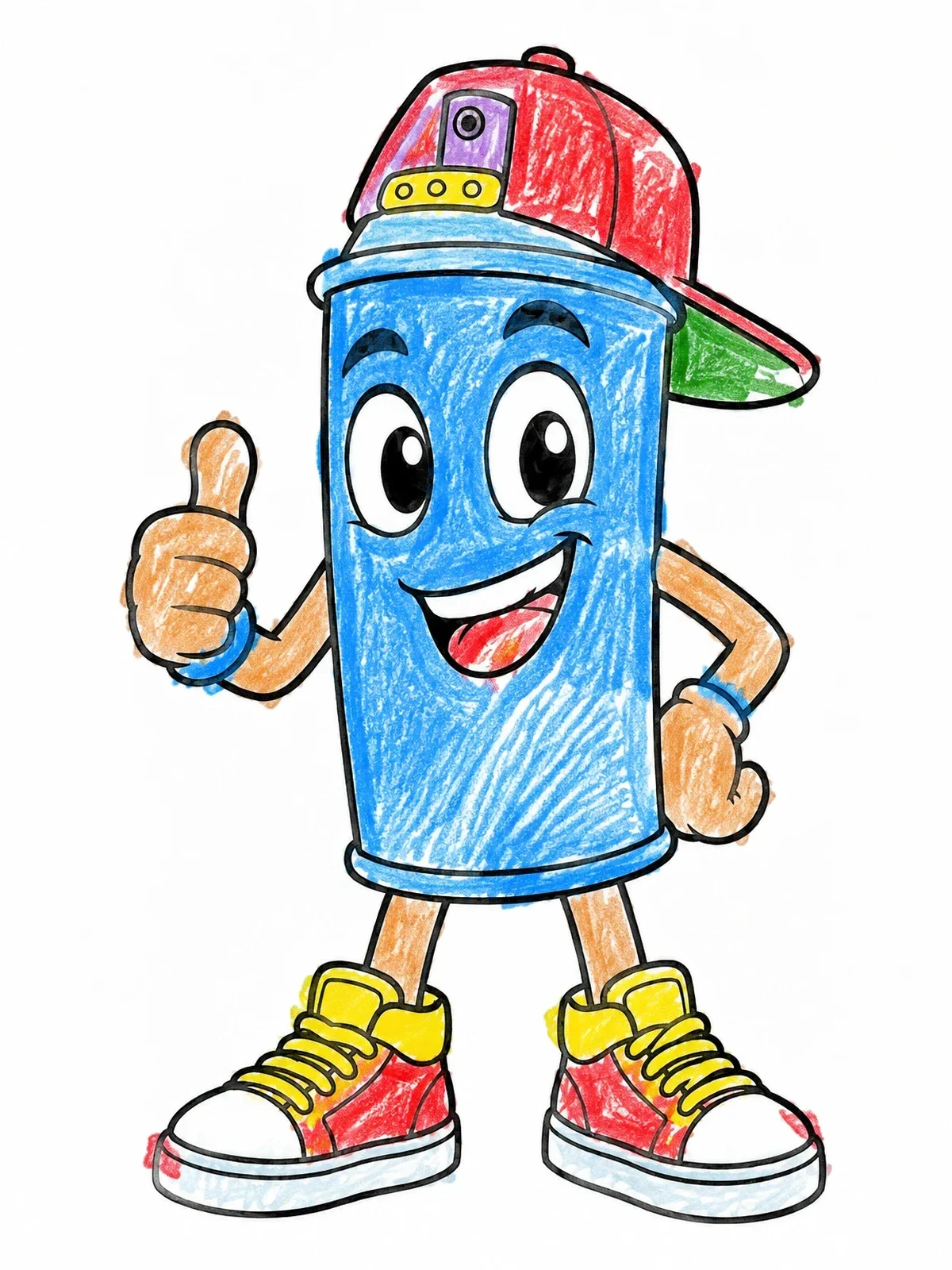 Colored example of the Cartoon Spray Can Giving Thumbs Up coloring page