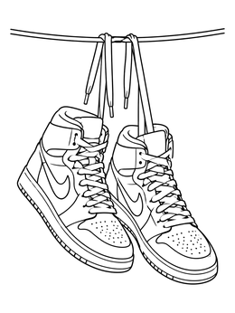 Free printable High Top Sneakers On A Wire coloring page