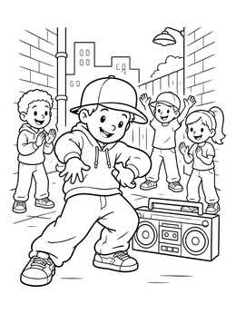 Free printable Hip Hop Kids Street Dance coloring page