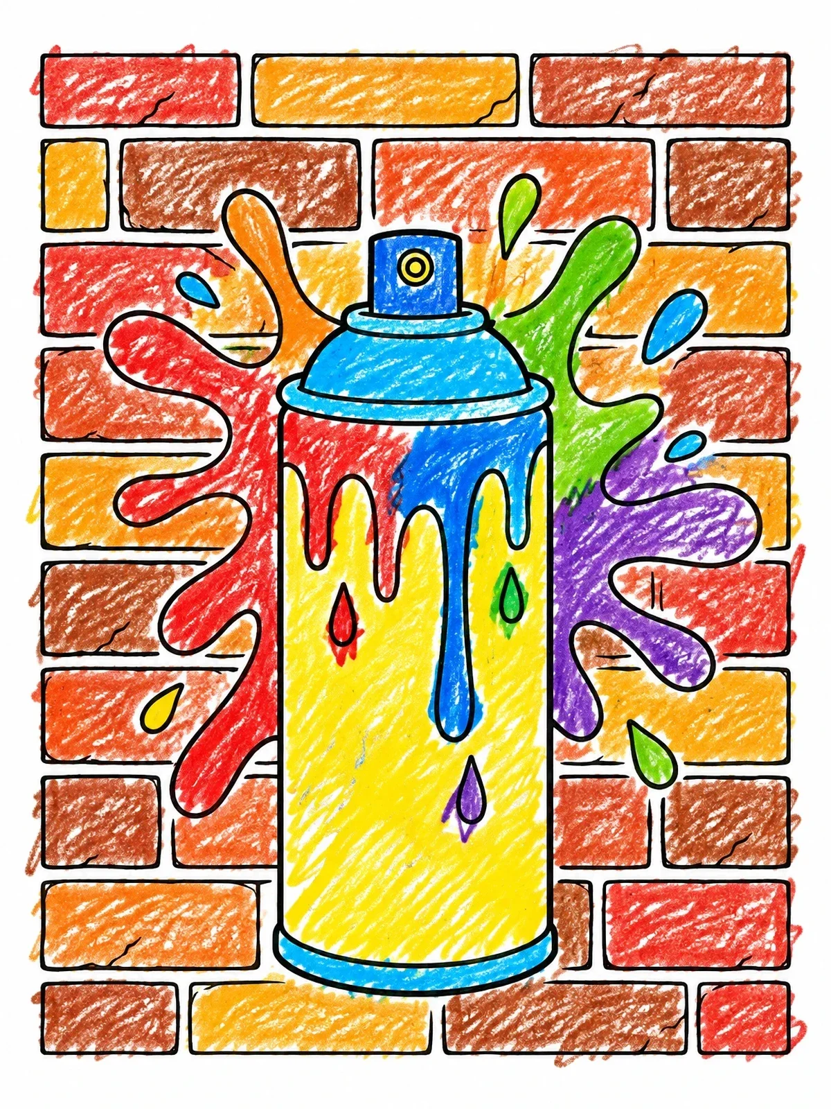 Colored example of the Spray Paint Can On Brick Wall coloring page