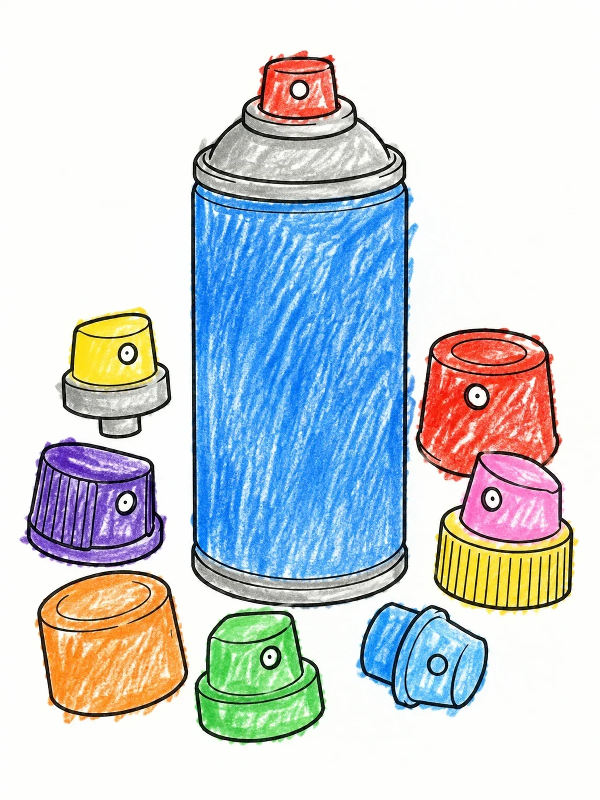 Colored example of the Spray Paint Can With Nozzle Caps coloring page