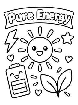 Free printable Pure Energy Sun And Battery Doodle coloring page