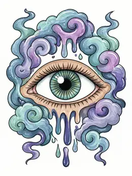 Color Coud Surreal Melting Eye With Clouds β Graffiti Coloring Page