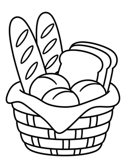 Free printable Basket Of Fresh Baked Bread coloring page