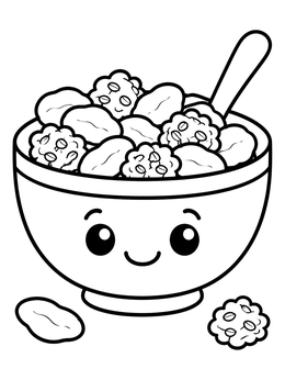 Free printable Cute Breakfast Cereal Bowl coloring page