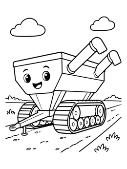Free printable Friendly Grain Cart On Tracks coloring page