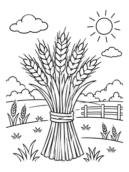 Free printable Wheat Sheaf In Sunny Field coloring page