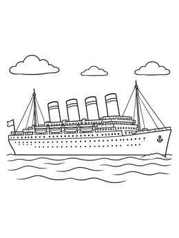 Free printable Grand Titanic Ocean Liner At Sea coloring page