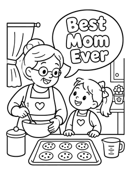 Free printable Baking Cookies With Grandma coloring page