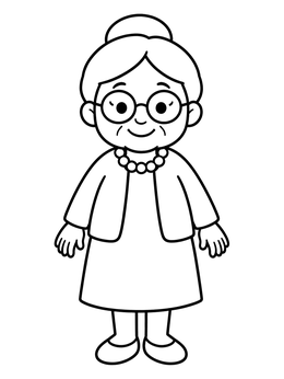 Free printable Smiling Grandmother With Glasses And Bun coloring page