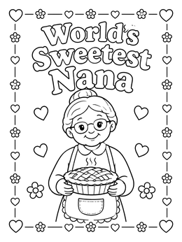 Free printable Sweet Nana Baking Fresh Pie coloring page