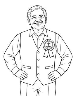 Free printable Proud Grandfather With First Place Ribbon coloring page