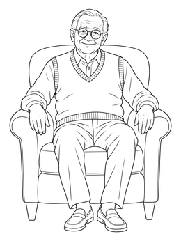 Free printable Smiling Grandpa In An Armchair coloring page