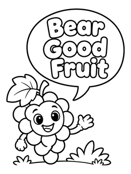 Free printable Cheerful Grapes Bear Good Fruit coloring page