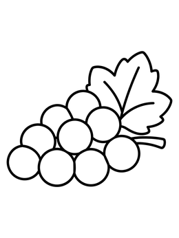 Free printable Simple Grape Bunch With Leaf coloring page