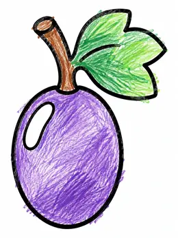 Grabes Drawing Single Grape With Stem And Leaf – Grapes Coloring Page