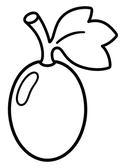 Free printable Single Grape With Stem And Leaf coloring page