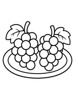 Free printable Two Grape Bunches On A Plate coloring page