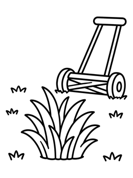 Free printable Grass Clump And Hand Mower coloring page