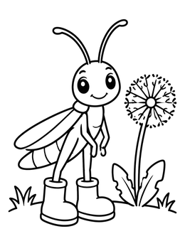 Free printable Grasshopper In Big Boots By Dandelion coloring page