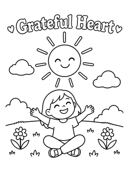 Free printable Happy Child Under Shining Sun coloring page