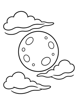 Free printable Full Moon And Floating Clouds coloring page