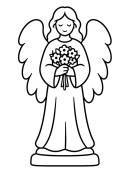 Free printable Gentle Cemetery Angel Statue coloring page