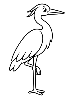 Free printable Cute Heron On One Leg coloring page
