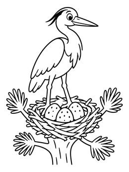 Free printable Great Blue Heron In Nest coloring page