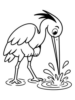 Free printable Heron Splashing In Water coloring page
