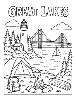 Free printable Great Lakes Camping Adventure coloring page
