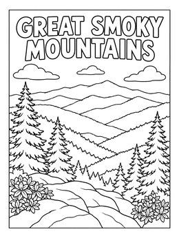 Free printable Great Smoky Mountains Scenic Landscape coloring page