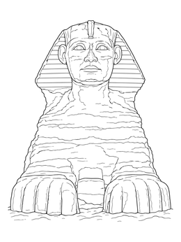 Detailed front view of the monument on this sphinx coloring page.