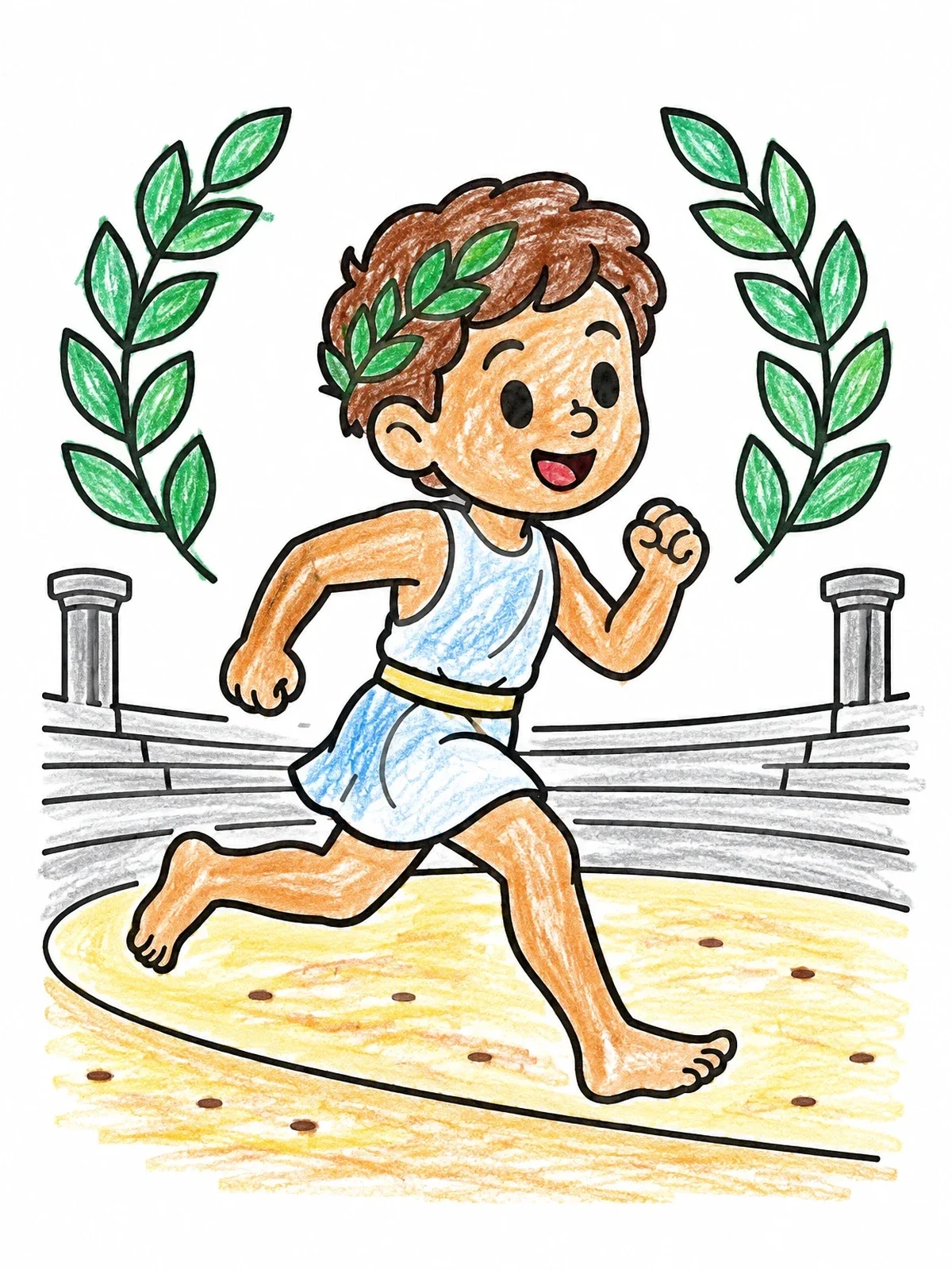 Colored example of the Ancient Greek Olympic Runner coloring page