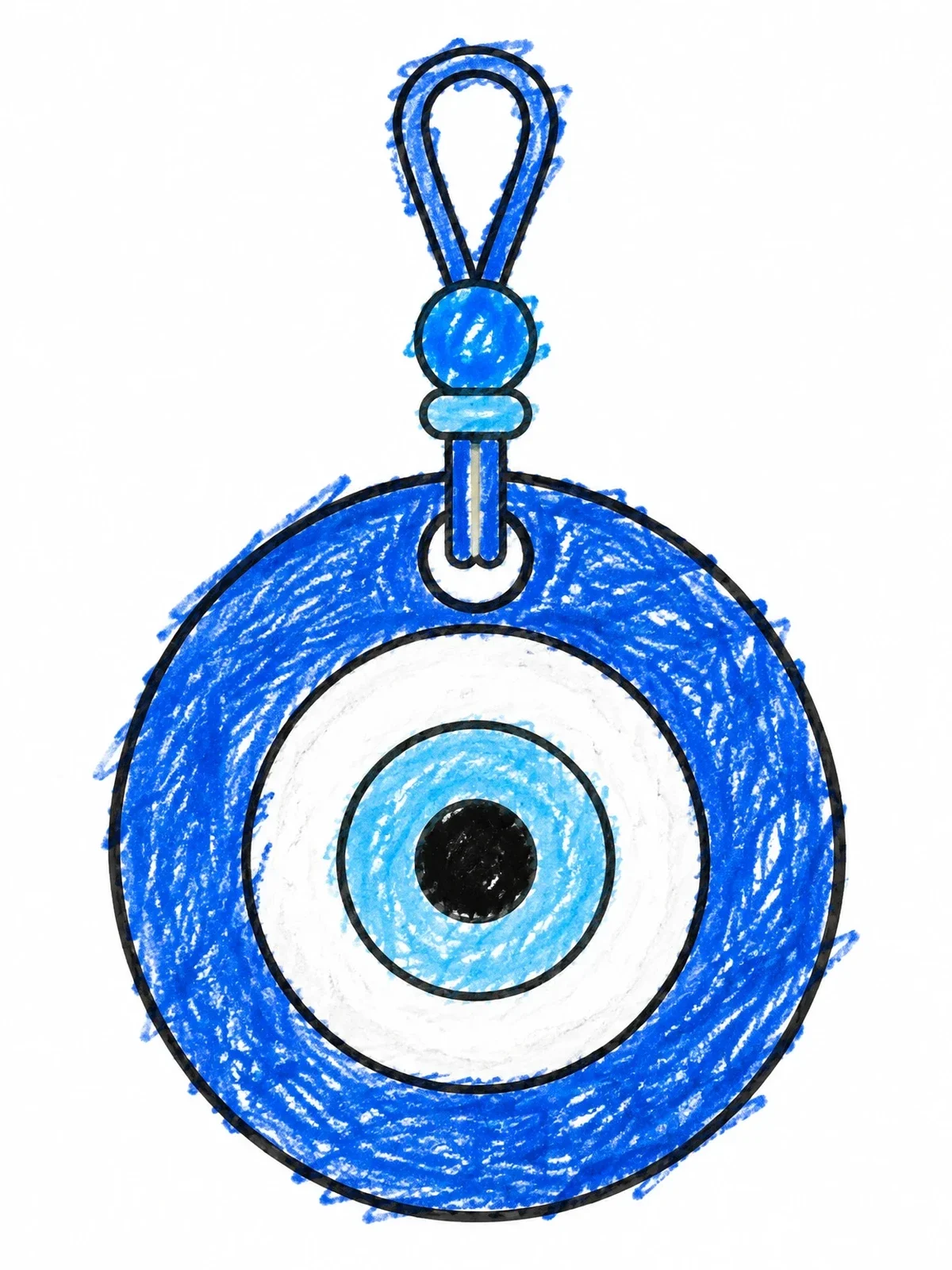 Colored example of the Traditional Greek Evil Eye Amulet coloring page