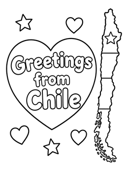 Free printable Greetings From Chile Map Outline coloring page