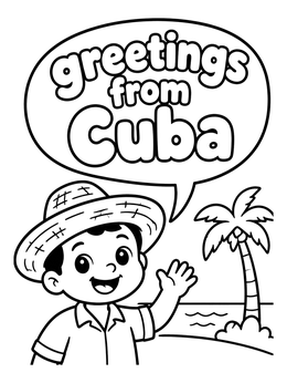 Free printable Greetings From Cuba With Friendly Boy coloring page