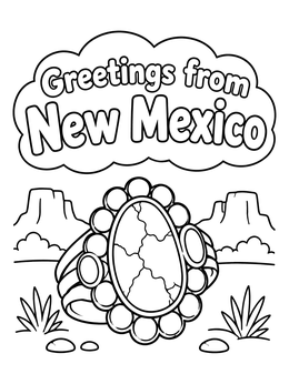 Free printable Greetings From New Mexico Turquoise Ring coloring page