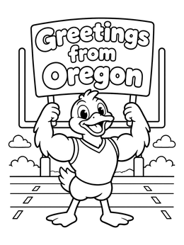 Free printable Greetings From Oregon Duck Mascot coloring page
