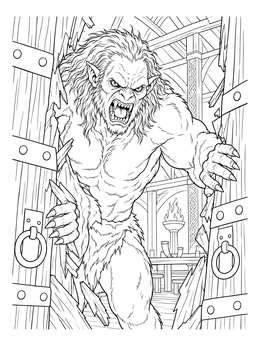 Free printable Grendel Invading The Mead Hall coloring page