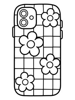 Free printable Grid And Flowers Phone Case coloring page