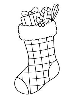 Free printable Grid Pattern Christmas Stocking With Presents coloring page