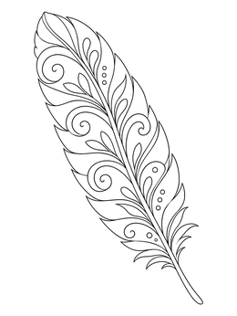 Free printable Decorative Drifting Feather Outline coloring page