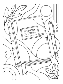 Free printable Memory Journal And Fountain Pen coloring page