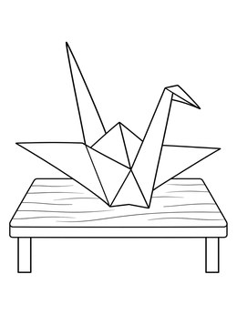 Free printable Origami Paper Crane On Table coloring page