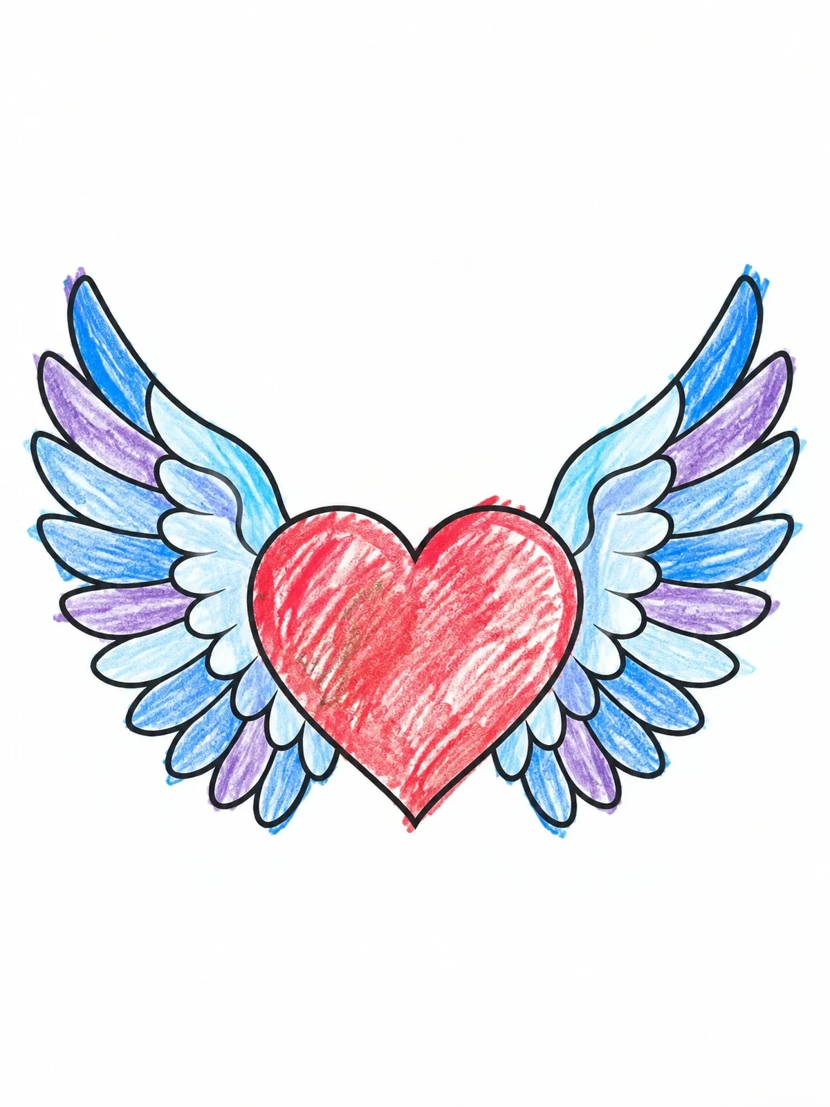 Colored example of the Winged Heart For Healing And Remembrance coloring page